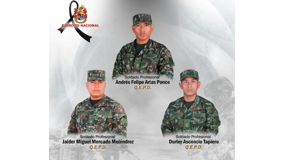 Durley Ascencio Tapiero, Andrés Felipe Arias Ponce y Jaider Miguel Mercado Meléndez.
