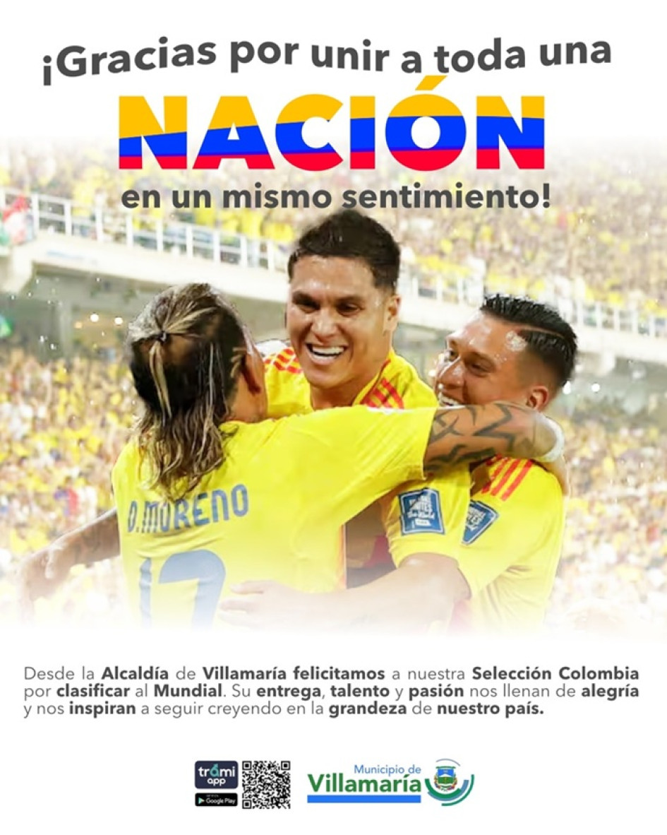 La Alcaldía dejó ver a través de redes sociales su felicidad por la clasificación de la Selección Colombia al Mundial del 2026.