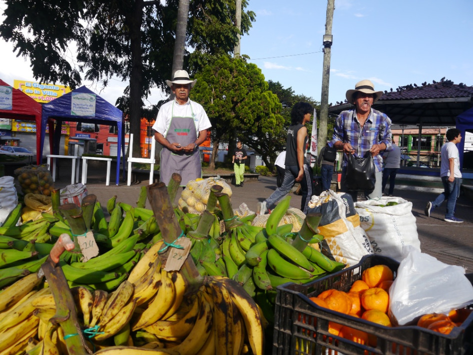 Florece en Villamaría, Caldas, el mercado campesino del primer domingo de cada mes, en el Parque de Bolívar.