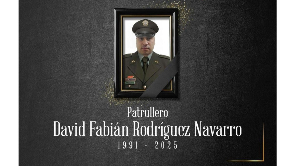 El patrullero David Fabián Rodríguez Navarro, de 34 años, fue asesinado por las disidencias de las Farc en el Cauca.