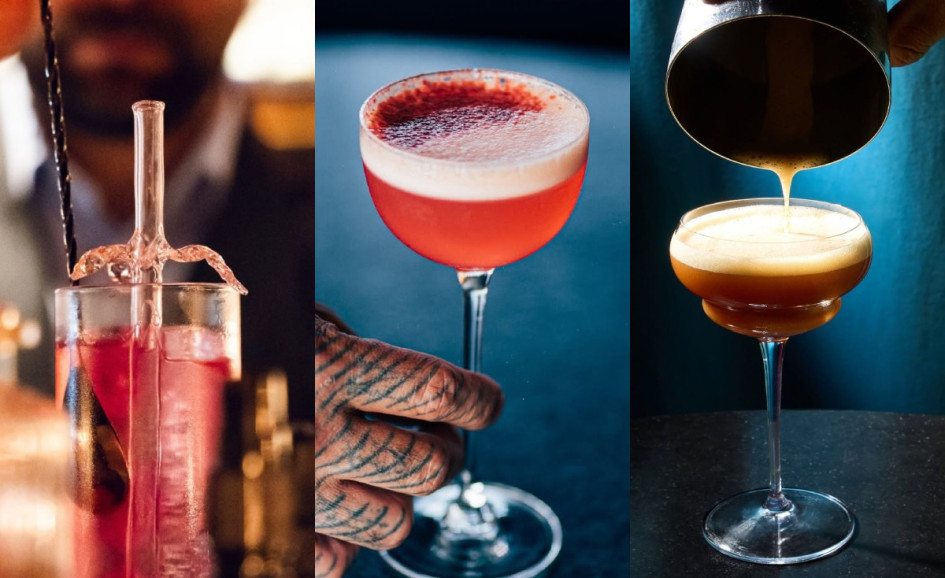 Cocteles de los tres bares destacados en el listado a nivel mundial: La sala de Laura, Mamba Negra y Carmen.