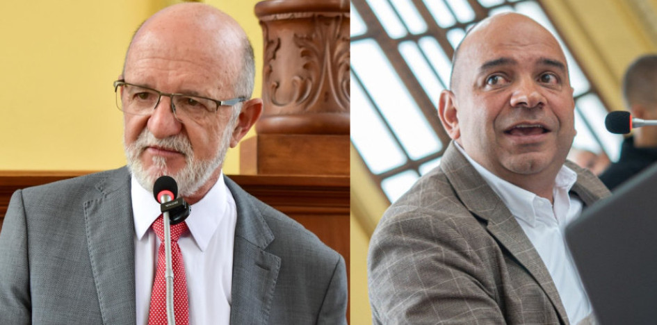 Henry Gutiérrez, gobernador de Caldas, y Luis Alberto Giraldo, diputado del Nuevo Liberalismo. 