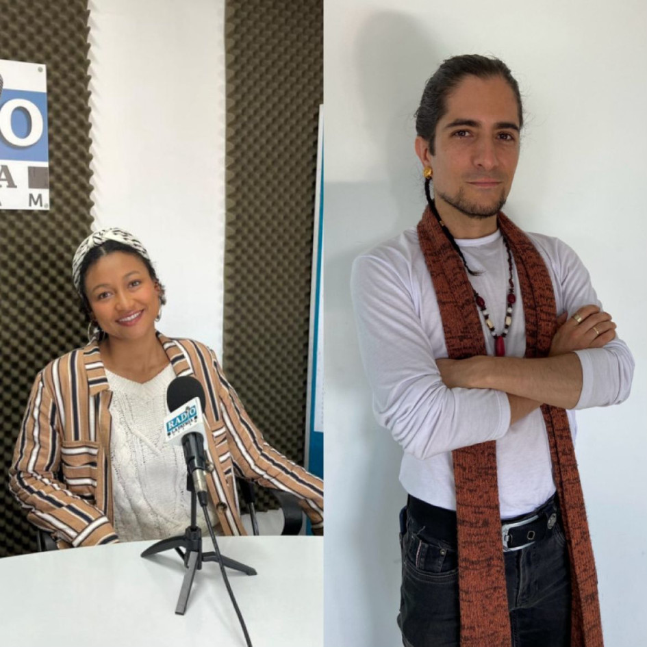 Los cantautores de Manizales, Lorena Uzuriaga y Eme Cafuné partirparon del ambum Rueda de canciones, con otros artistas colombianos. 