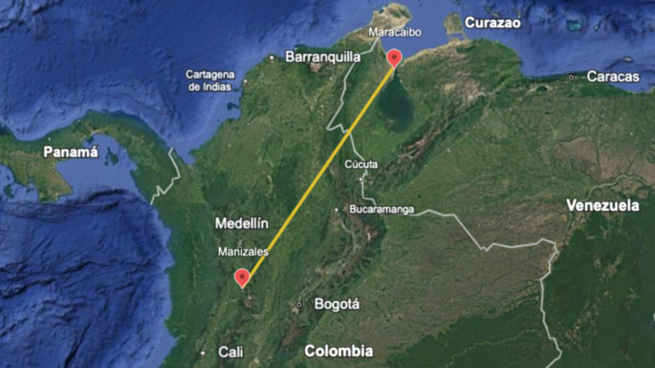 Distancia entre Manizales y Maracaibo (Venezuela), hay unos 750 km en línea recta. 