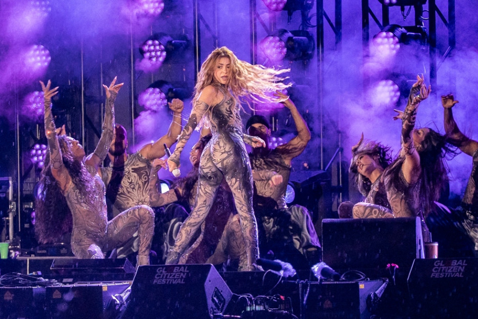 La cantante colombia Shakira durante una presentación en el festival Global Citizen, en el Central Park en Nueva York (Estados Unidos).