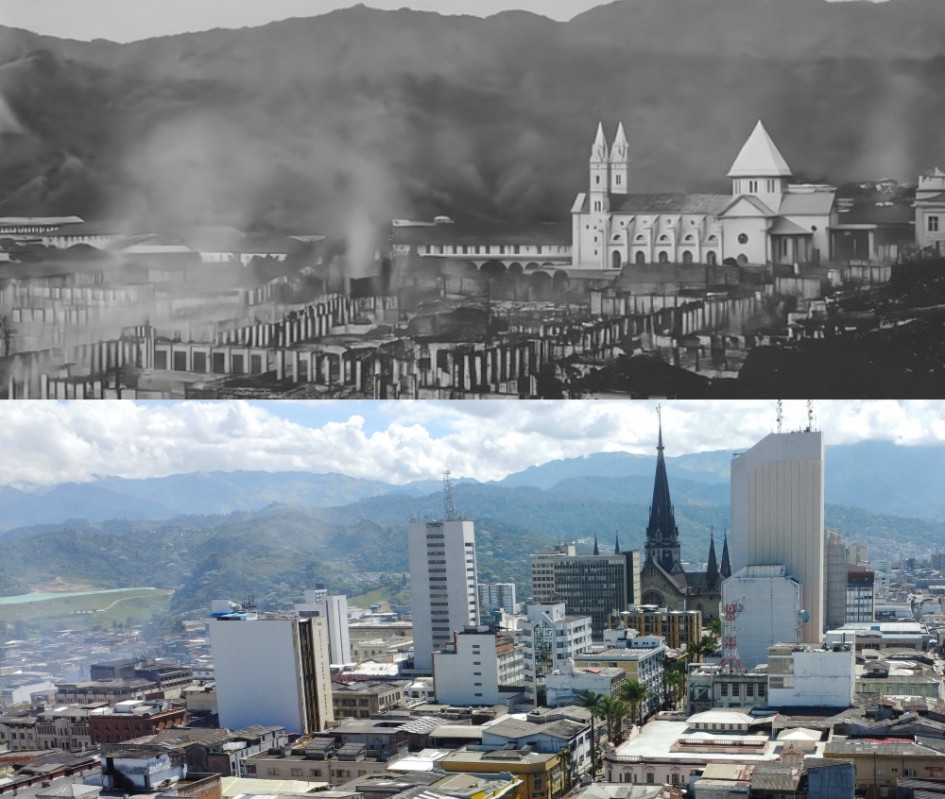 El ayer y el hoy del Centro de Manizales se cruzan en una mirada que recorre un siglo. A 100 años del incendio que destruyó 23 manzanas, la ciudad celebra 176 años de fundación mostrando cómo renació de las cenizas para convertirse en el mejor vividero de Latinoamérica, según ONU-Hábitat.