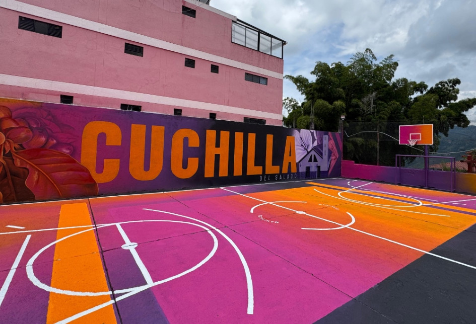 Esta es la intervención que Sepc hizo en la cancha de la Cuchilla del Salado y que fue nominada en la plataforma internacional de arte urbano Street Art Cities.
