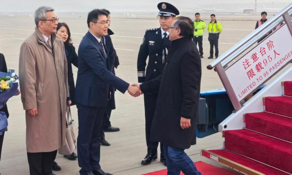 El recibimiento al presidente, Gustavo Petro, en China, el 23 de octubre del 2023.