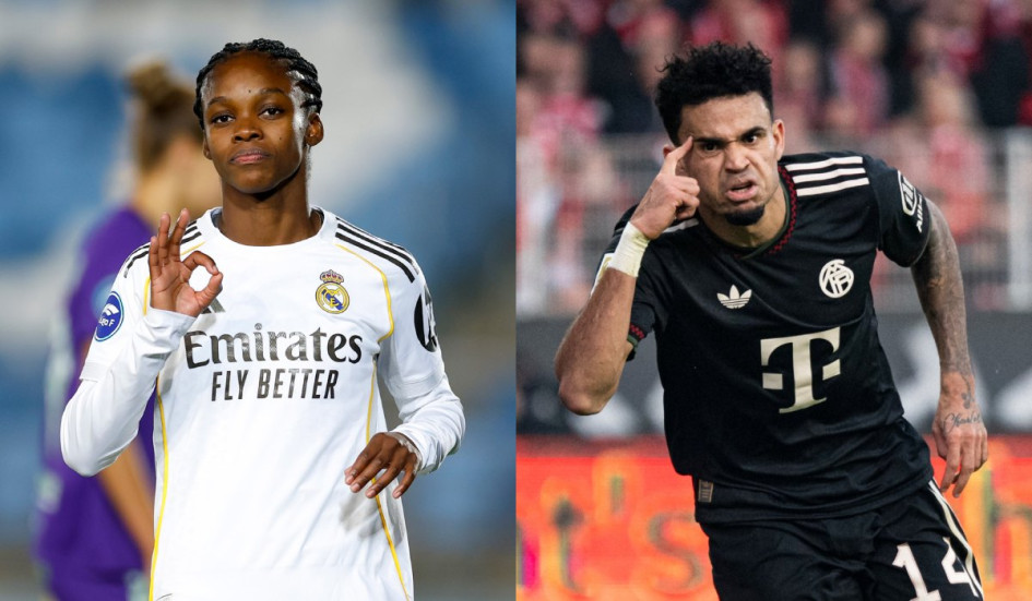Linda Caicedo, con el Real Madrid femenino, y Luis Díaz, con el Bayern Múnich