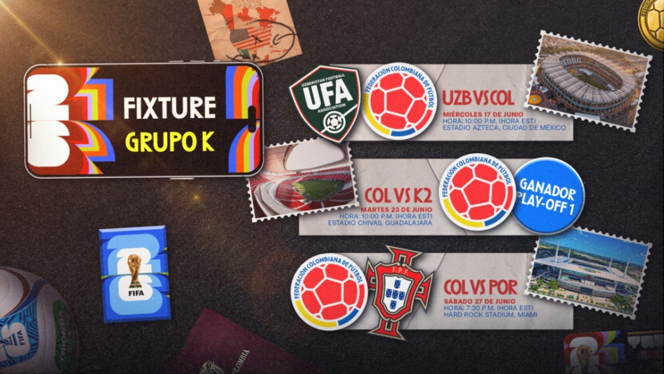 La FIFA confirmó el calendario que tendrá Colombia en el grupo K del Mundial 2026. Jugará en Ciudad de México, Guadalajara y Miami.