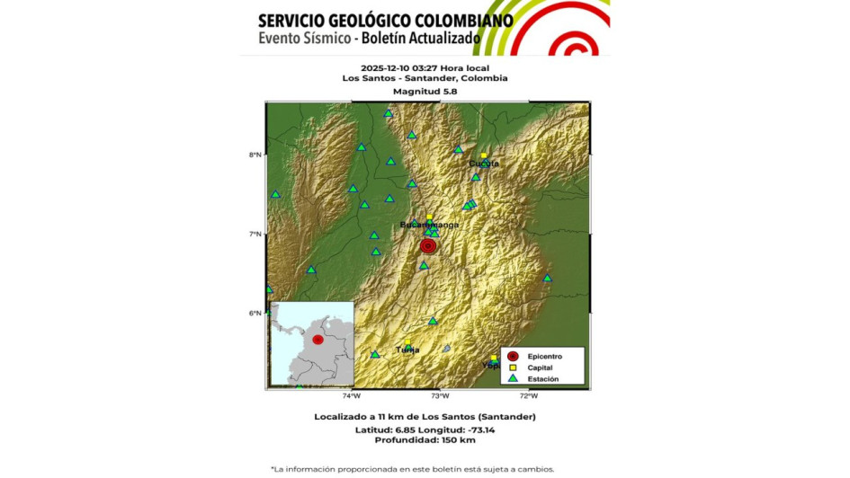 Temblor de magnitud 5.8 de sintió en Manizales y el Eje Cafetero