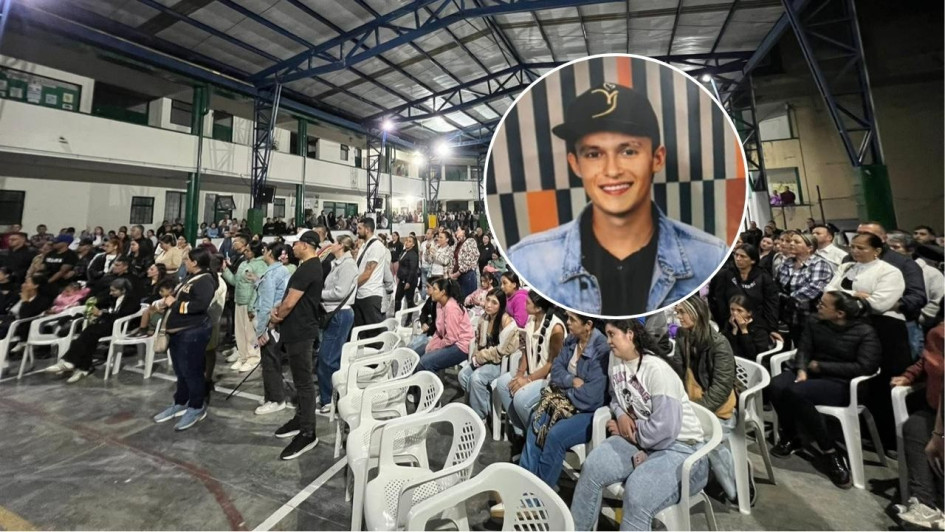 En la Institución Educativa Manzanares despiden al caldense Jéfferson Osorio, mánager del cantante Yeison Jiménez.