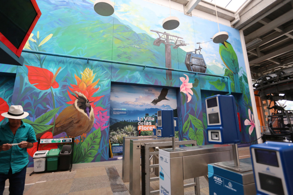 Murales en estación de cable aéreo de Villamaría resaltan fauna e identidad