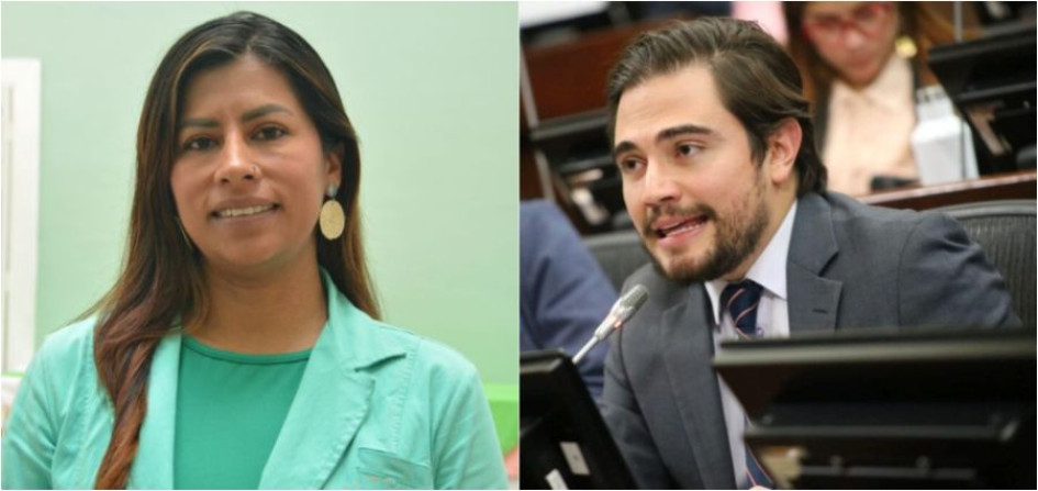 Érika Muñoz Villarreal y Santiago Osorio Marín, candidatos a la Cámara por Caldas de la coalición Pacto Histórico-Alianza Verde.