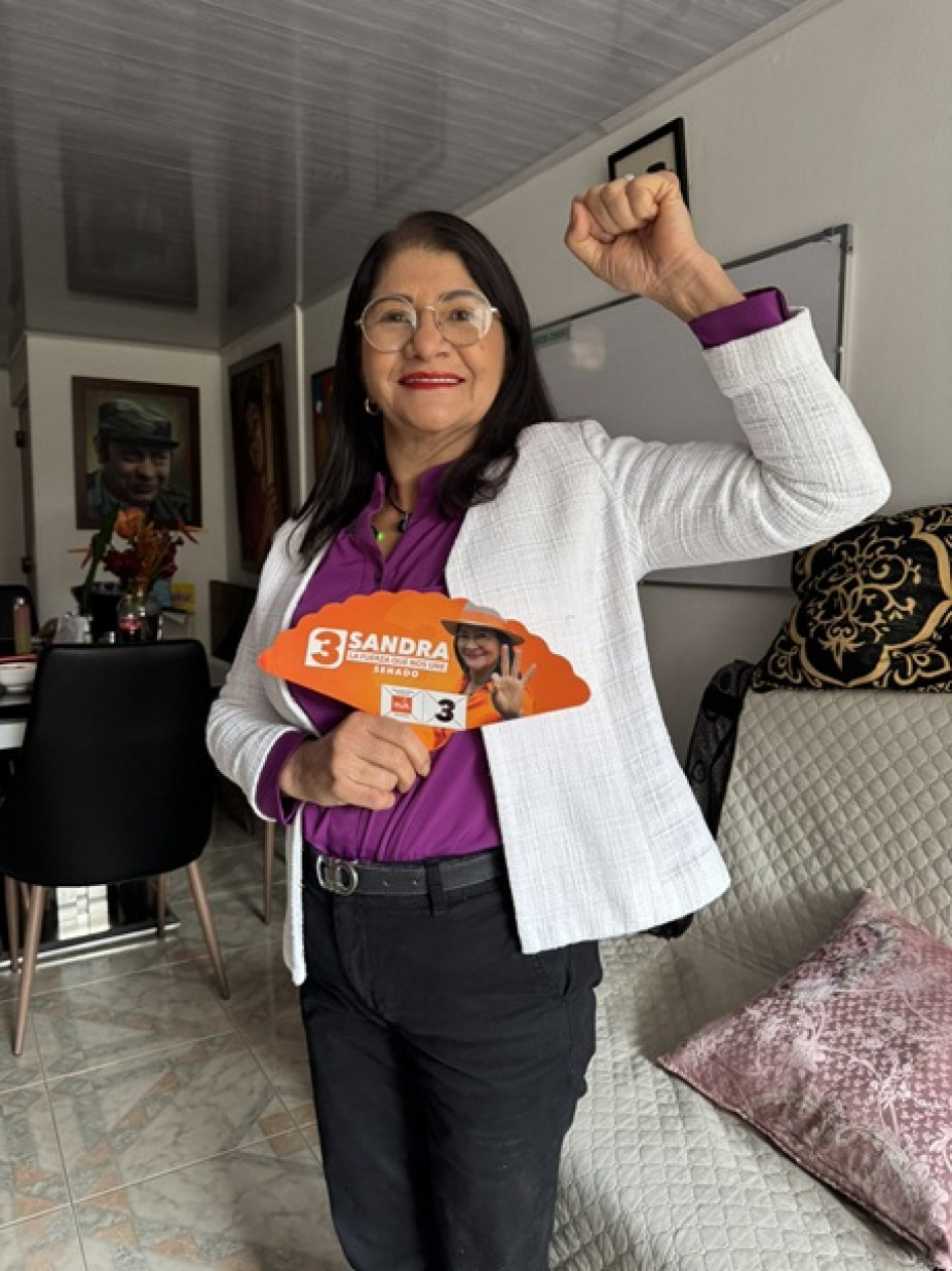 Foto | @sandracomunes | LA PATRIA Sandra Ramírez, viuda de Pedro Antonio Marín, alias Manuel Marulanda o Tirofijo, aspiraba a seguir en el Senado.