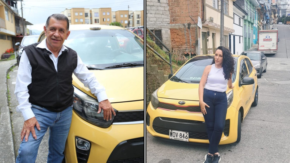 Diana Barreto, de 41 años, y Guillermo Arias, de 70, relatan sus trayectorias como taxistas en Manizales. Su profesión es su brújula. Así ha evolucionado.