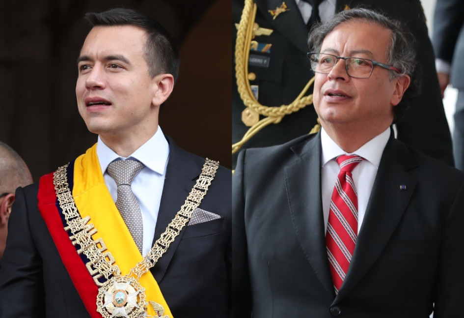 Daniel Noboa y Gustavo Petro, presidentes de Ecuador y Colombia.
