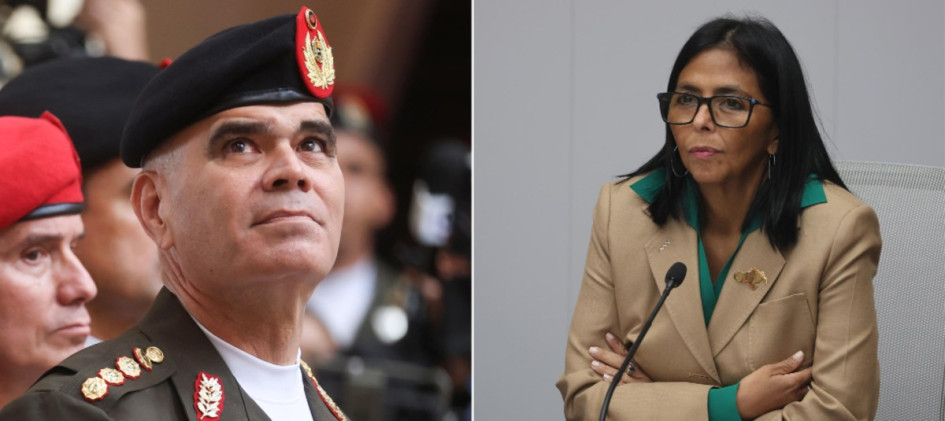 Vladimir Padrino López, exministro de Defensa de Venezuela, y Delcy Rodríguez, presidenta encargada.
