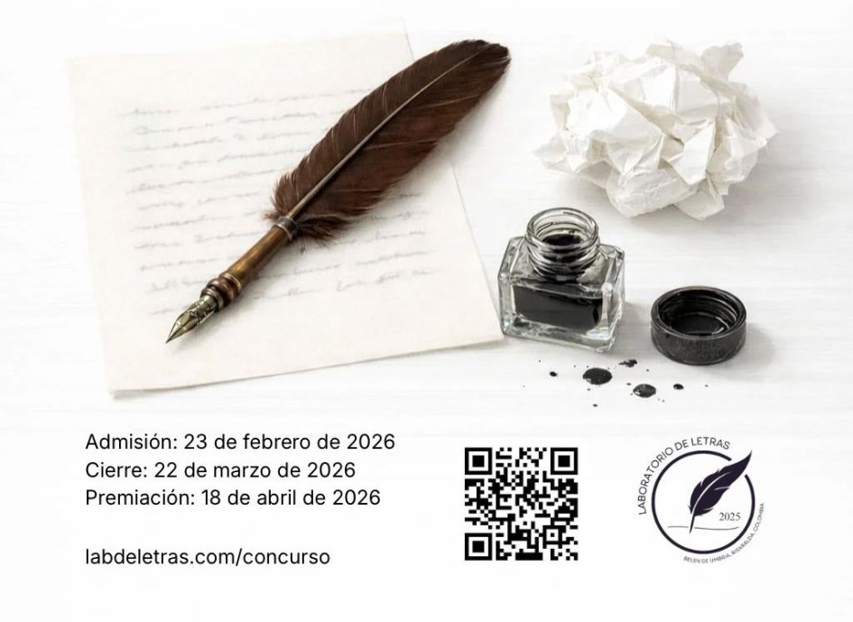 La convocatoria para el concurso departamental de cuento está abierta desde el lunes 23 de febrero hasta el domingo 22 de marzo de 2026, a las 11:59 p.m. 