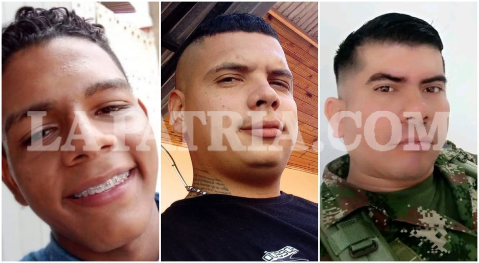 Luis Sebastián Restrepo Arango, Juan Sebastián Ceballos Ospina y Diego Giovanny Garzón Vera, tres presuntas víctimas de los capturados.