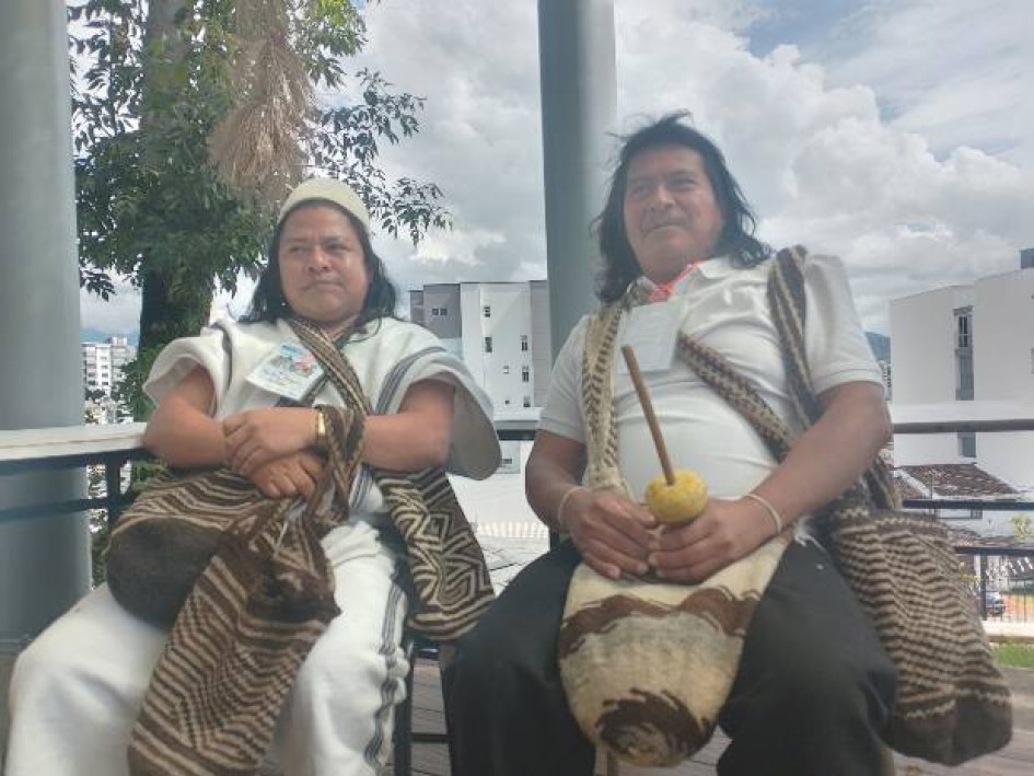 Foto I LA PATRIA  Miembros de la comunidad Karwa de la Sierra Nevada de Santa Marta participan en el Primer Encuentro Internacional de Saberes y Diversidades, en la Facultad de Arquitectura de la Universidad Nacional sede Manizales.