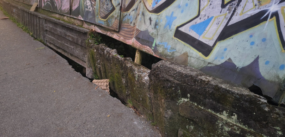 Así registró LA PATRIA el daño el lunes (30 de marzo) antes de la intervención de la Secretaría de Infraestructura de Manizales. 