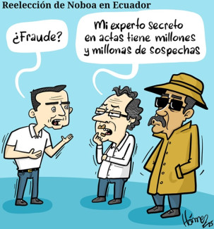 Caricatura 16 de abril del 2025: reelección de Daniel Noboa en Ecuador