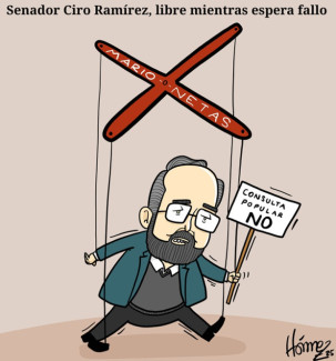 Caricatura 9 de mayo del 2025: Senador Ciro Ramírez, libre mientras espera fallo referente a Las Marionetas