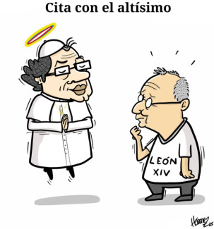 Caricatura 21 de mayo del 2025: Cita del presidente Petro con el altísimo... y el papa León XIV