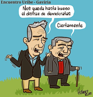 Caricatura 1 de noviembre del 2025: Encuentro Álvaro Uribe - César Gaviria