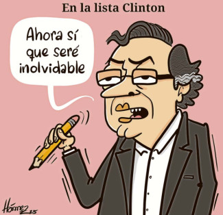 Caricatura 25 de octubre del 2025: Presidente Gustavo Petro, en la lista Clinton