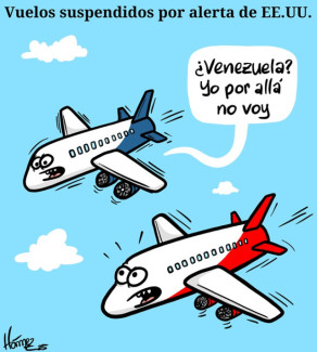 Caricatura 26 de noviembre del 2025: Vuelos suspendidos por alerta de EE. UU.