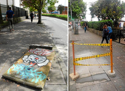 Uno de los nueve muros en concreto construidos por Emtelsa, hoy Tigo, para teléfonos públicos sobre la Avenida Santander en Manizales colapsó hace 13 días y solo hasta ayer cuando LA PATRIA denunció la situación fue retirado.  