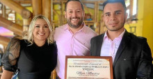 Fotos | Cortesía alcaldía de Pácora | LA PATRIA Nanciliana Montes Osorio y  Andrés Felipe Gutiérrez Ocampo recibieron los reconocimientos del alcalde de Pácora, Andrés Duque Osorio, y de la primera gestora social, Katterin Otálvaro Martínez. 