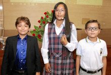 Niños declamadores: Rafael Galvis, Sara Isabel Ortegón Hernández y Juan Esteban Jiménez.