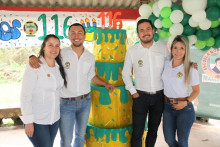 Yéssica Muñoz Sánchez, Luis Miguel Hernández Ossa, Diego Armando Mejía Pinzón y Luisa Fernanda Aristizábal Gómez, egresados docentes de la Escuela Superior de Manizales.