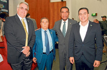 Juan Fernando Mejía, miembro del comité ejecutivo de la Federación Colombiana de Fútbol; Álvaro González, Jorge Portacarrero y Jorge Eduardo Rojas.