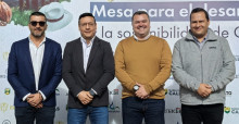Juan José Gómez Pérez, director Jurídico de Aerocafé; Jorge Alberto Mejía, gerente de Aerocafé; Luis Carlos Pacheco, gerente de Relaciones Comunitarias Segovia Aris Mining; y Simón Ramírez Alzate.