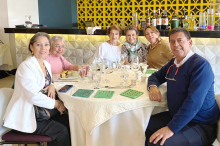 María Amelia Román, María Elena Echeverry, Gabriela Montoya, María Teresa Vallejo, Esperanza Álvarez y Héctor Mario Ortiz, presidente de ASPUNCAL.