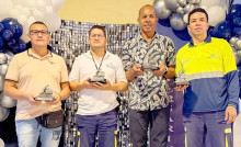 Nelson Tapasco, operario de mina; César Henao, técnico de planta; Wilfredo Moreno, operario de mina, y Javier Fernández, operario de planta.