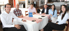 Foto | Argemiro Idárraga | LA PATRIA  Hernán Saldarriaga, Julián Torres, Fabian Cerquera, Jorge Toro, Jennifer Cabrera y Daniela Osorio. En un almuerzo de trabajo del Banco de Occidente en el Club Manizales, Centro.