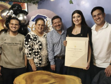 María Angélica Naranjo Herrera obtuvo su título como abogada de la Universidad de Caldas. En la foto comparte con Sergio Herrera Giraldo, Dora Giraldo, Leonardo Herrera y Santiago Herrera.